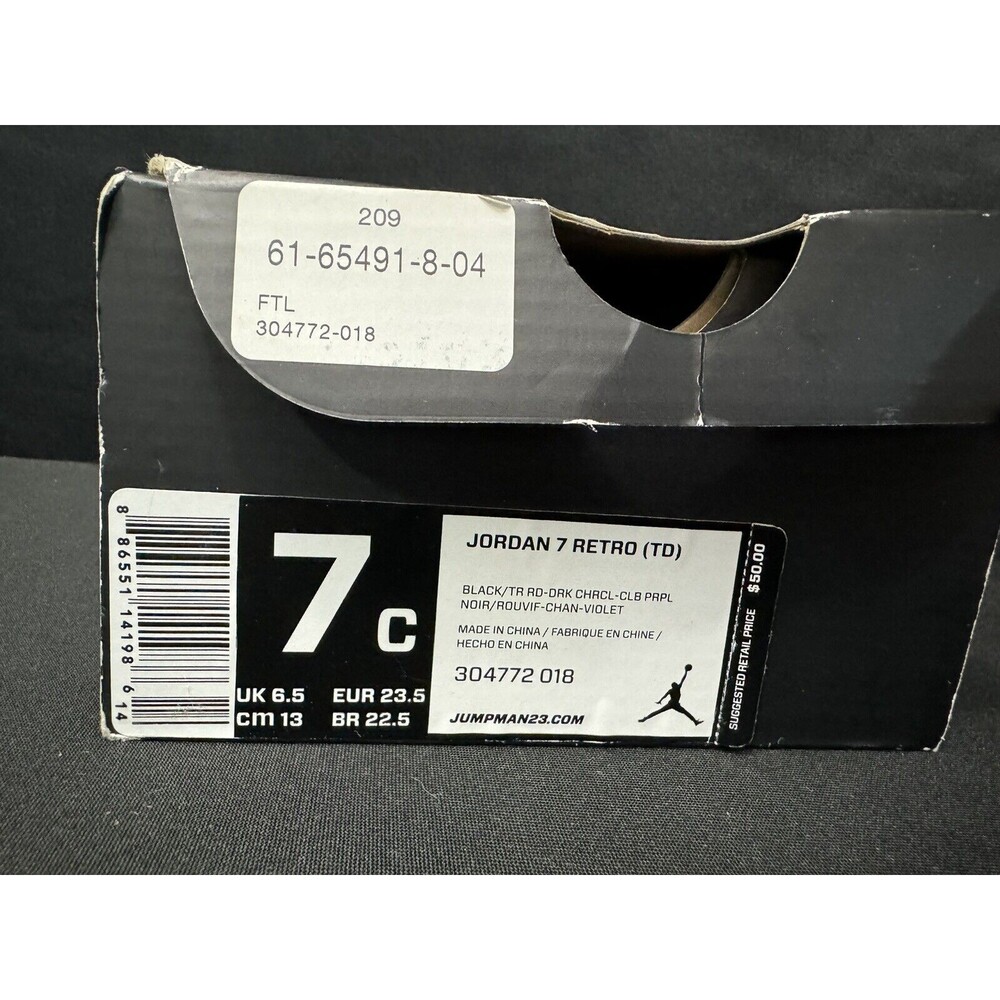 Jordan 7 Retro 304772-018 Size 7C Nike Boys Sneakers - Picture 7 of 9